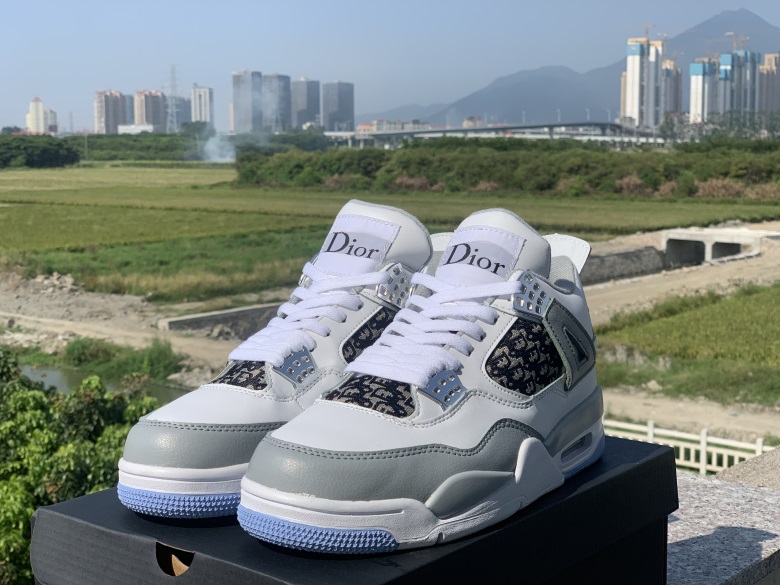 2020 Men Air Jordan 4 Grey Blue Shoes
